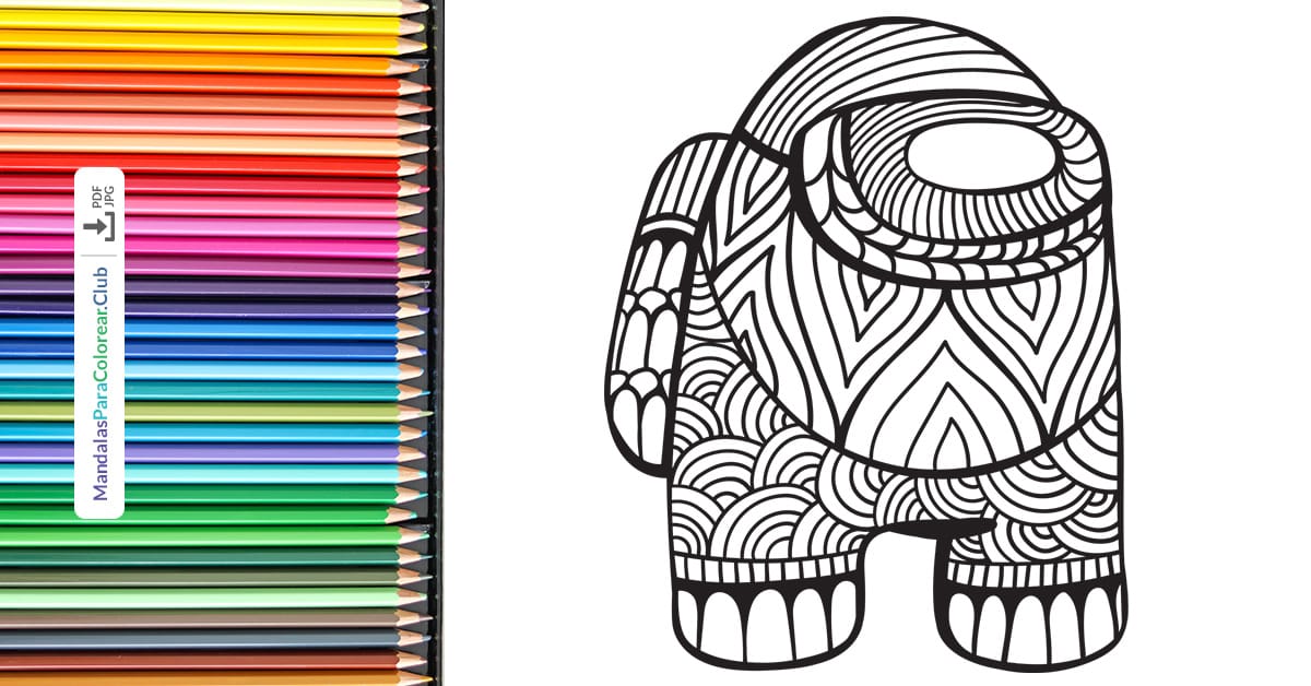 → Dibujo Among Us estilo Zentangle para colorear descargar en PDF