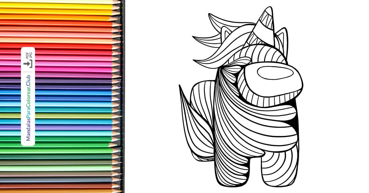 → Dibujo Among Us Unicornio para colorear e imprimir en JPG PNG